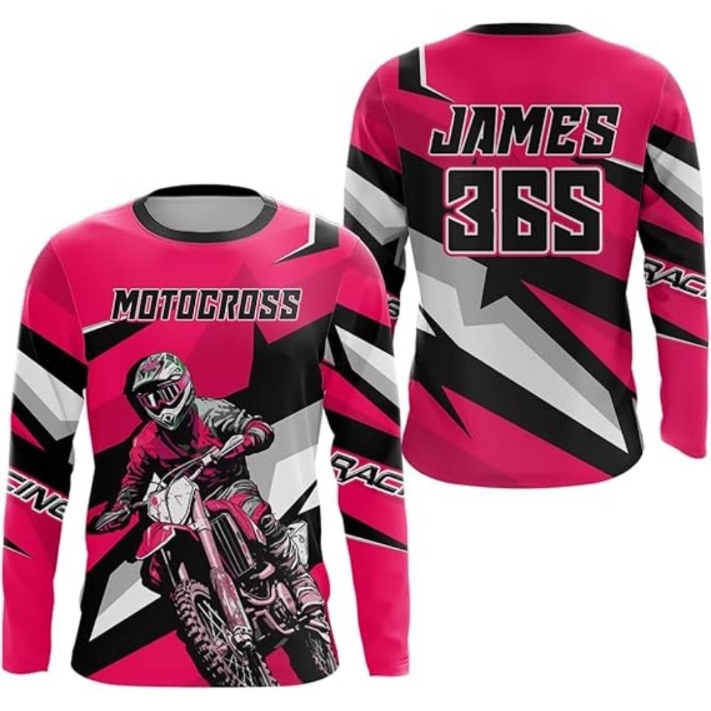 Custom Mens Green Motocross Racing Long Sleeve Jersey Shirts, Personalised MX Jersey MZ0012