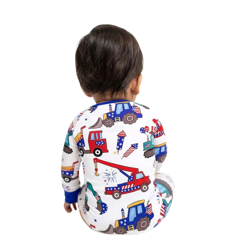 Construction Vehicle Baby Convertible Zippy Romper, Construction Baby Romper Convertible BB0874