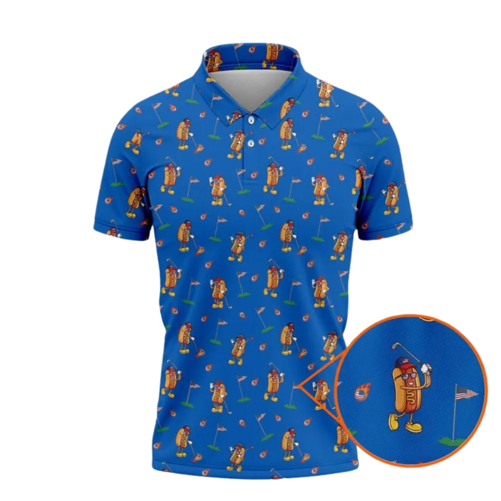 Funny Hot Dog Golf Polo Shirt For Men, Hot Dog Golf Shirts GE0317