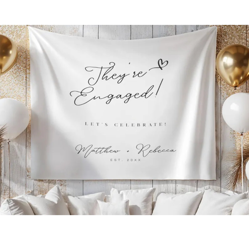 Personalized Engagement Party Welcome Banner, Custom Engaged Announcement Banner WD0260