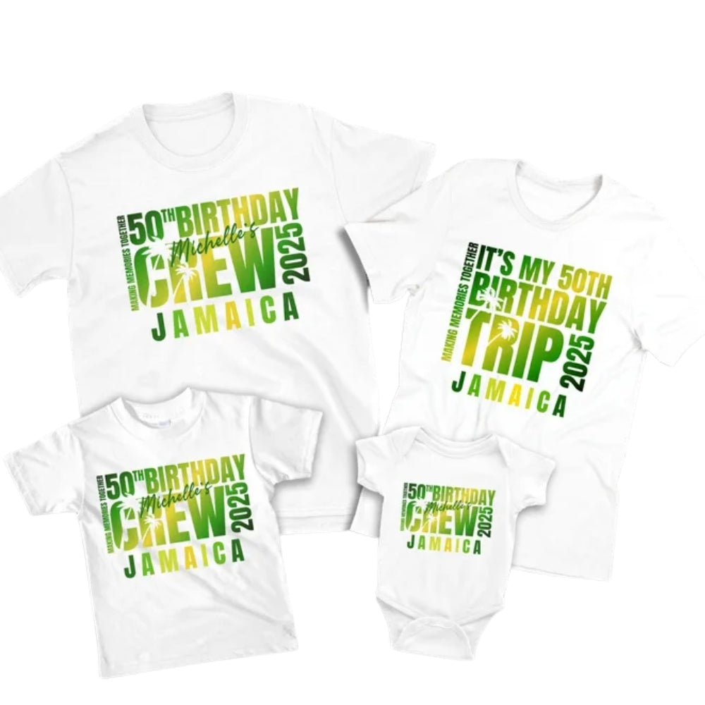 It's My 50th Birthday Trip Jamaica Matching T Shirts For Family, Custom 50th Birthday Jamaica Family Shirts ET1134
