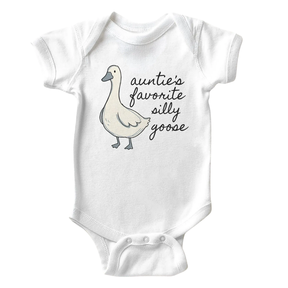 Auntie's Favorite Silly Goose Baby Bodysuit, Funny Aunt Baby Bodysuit BB0139