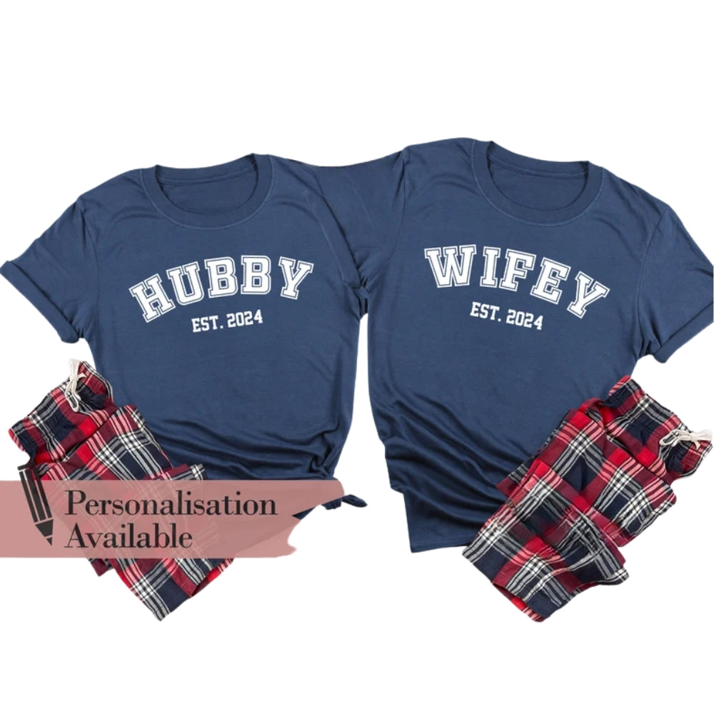 Hubby And Wifey Custom Year Wedding Matching Couple T Shirts, Custom Husband Wife Matching Shirts For Anniversary ET0816