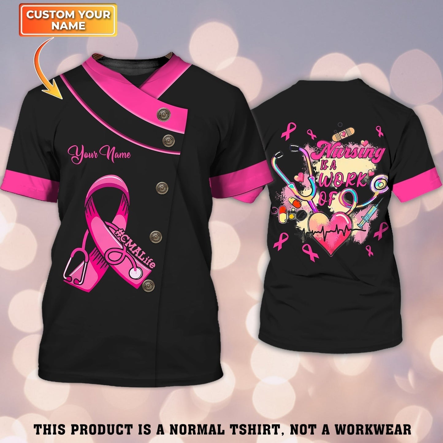 Cmalife Breast Cancer Awareness Personalized Name 3D Tshirt Tad (Non Workwear) TO2401