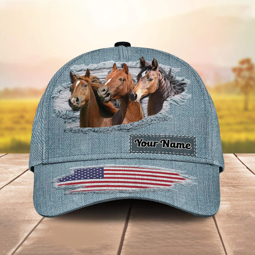Morgan Horses Jeans Pattern Customized Name Cap CA0117