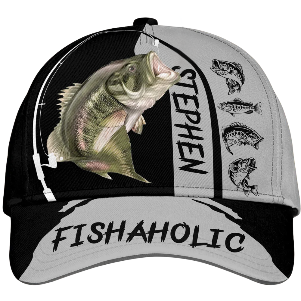 Custom Fishaholic 3D Printed Baseball Cap, Custom Fishing Hat CP0628