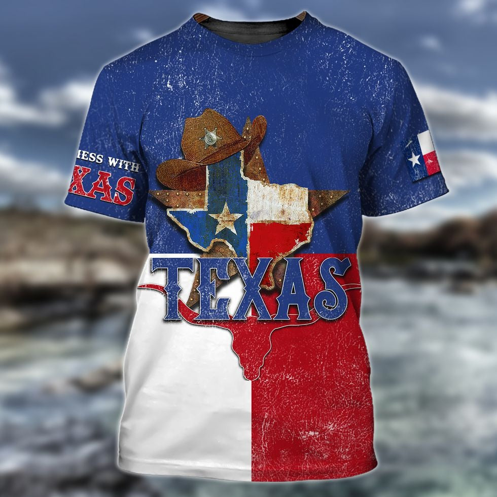 3D Full Printed Texas Map Shirt, Don't Mess With Texas T Shirt, Texan Shirts TO0984