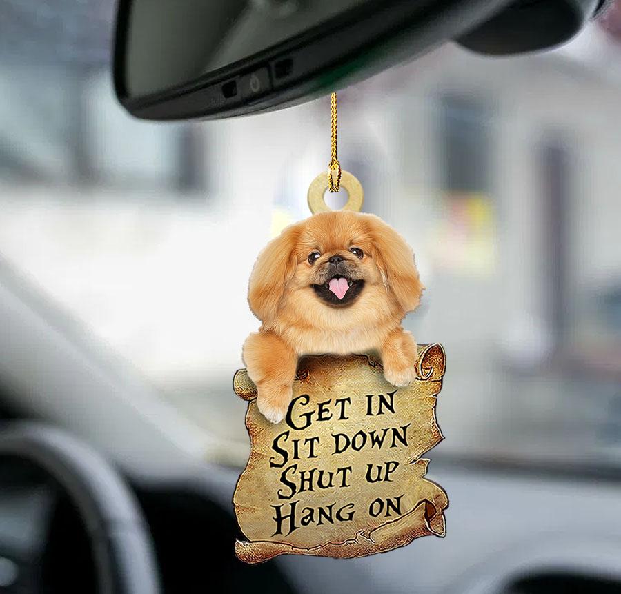 Pekingese get in two sided ornament, car hanging interior ornaments OO0208