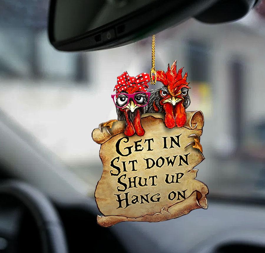 Chicken get in chicken lover two sided ornament, funny chicken car hanging ornaments OO0211