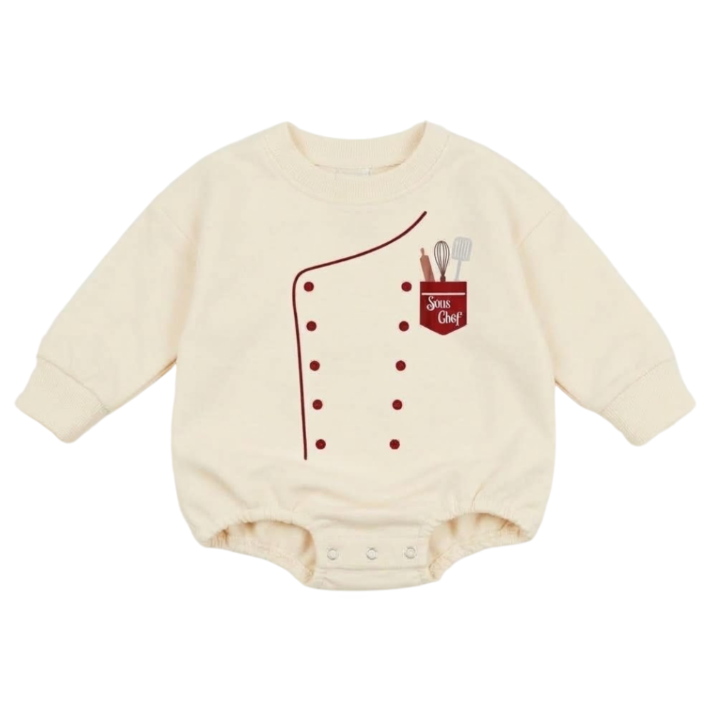 Sous Chef Baby Romper Sweatshirt, Baby Chef Romper Sweater BB0867