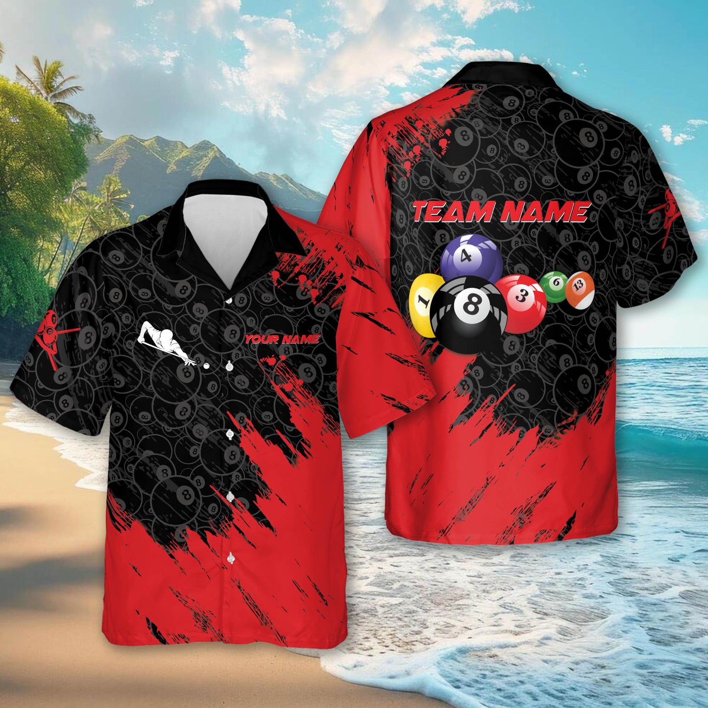 Lasfour Billiard Balls Paint Red Personalized Name 3D Shirt BIA0555