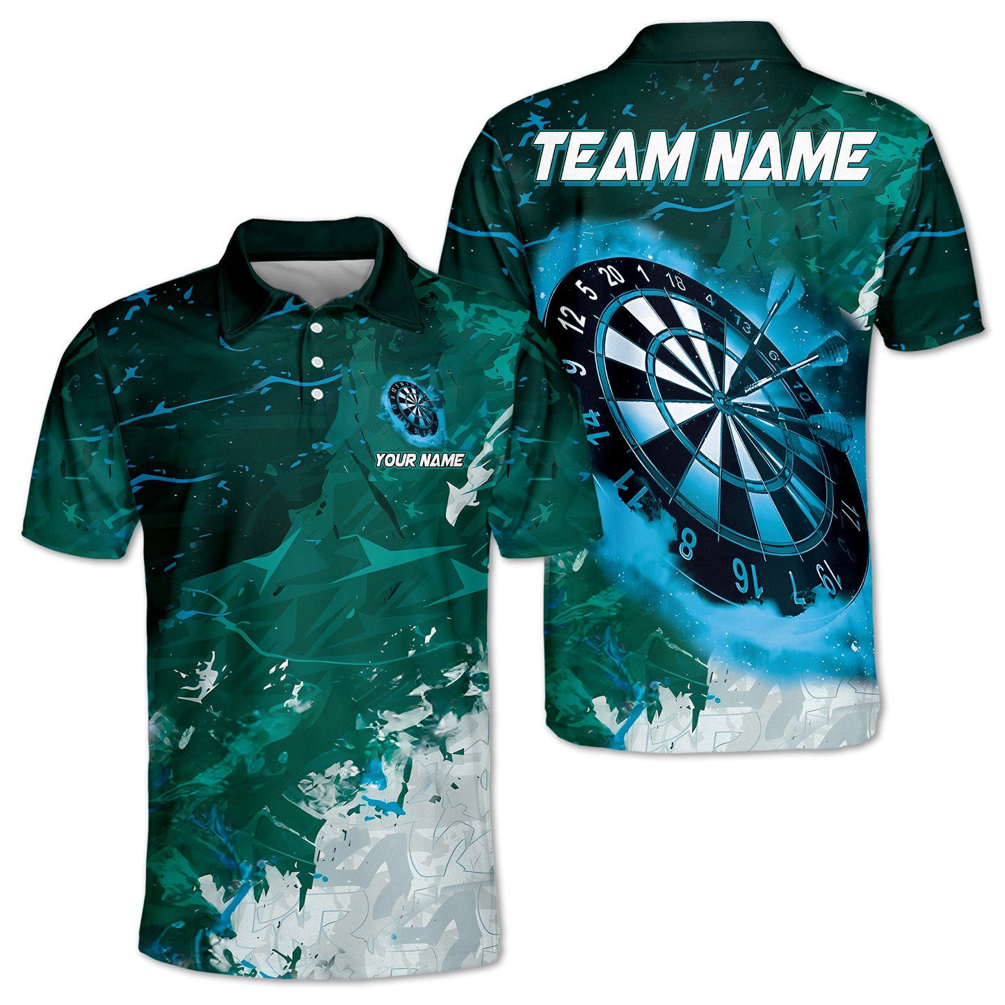 Dartboard Grunge Smoke Multicolor Option Customized Name, Team Name 3D Polo Shirt, Gift for Dart Lovers DMO0242