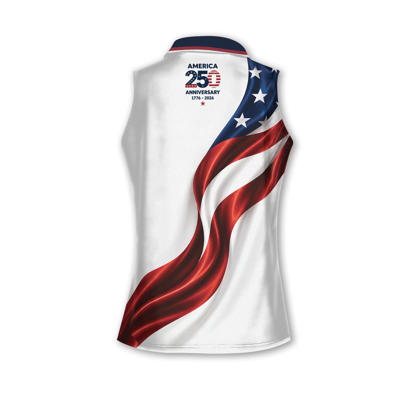 250th Anniversary USA Flag Sleeveless Golf Shirt For Ladies, Independence Day Golf Shirts For Womens GE0527