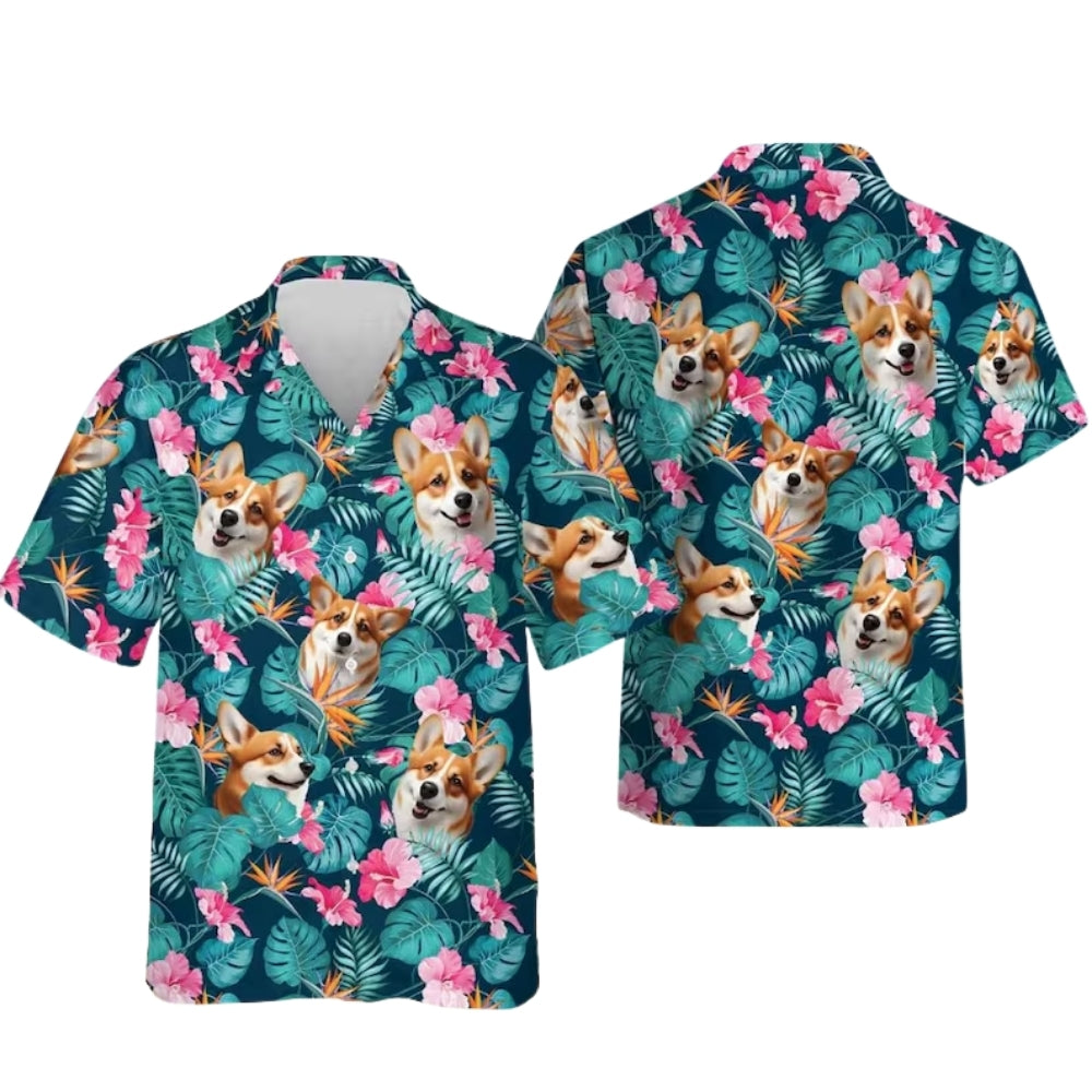 Tropical Corgi Hawiian Shirt For Men Women, Corgi Hawaiian Shirts For Dog Lovers HE0061
