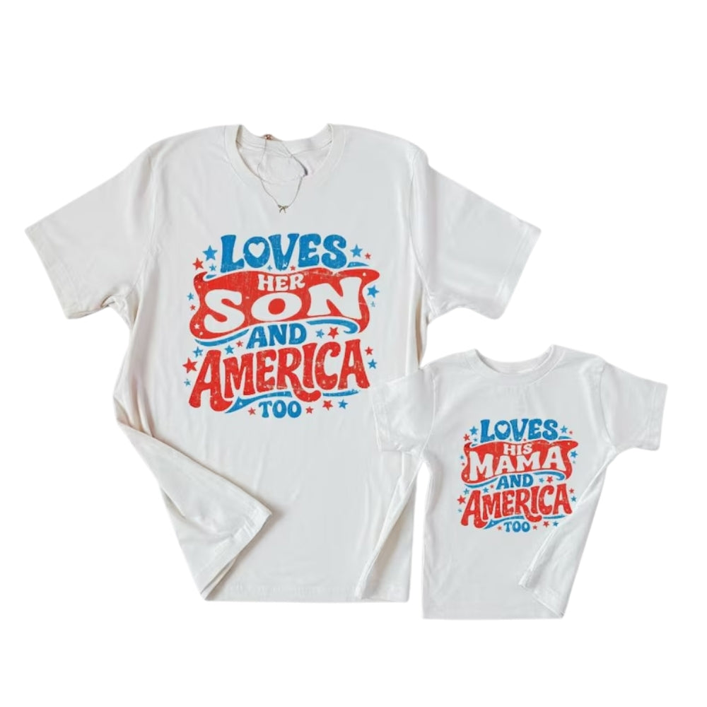Loves Her Daughter And America Too Loves Her Mama And America Too Matching T Shirt, Mommy And Me 4th Of July Matching Shirts ET0967