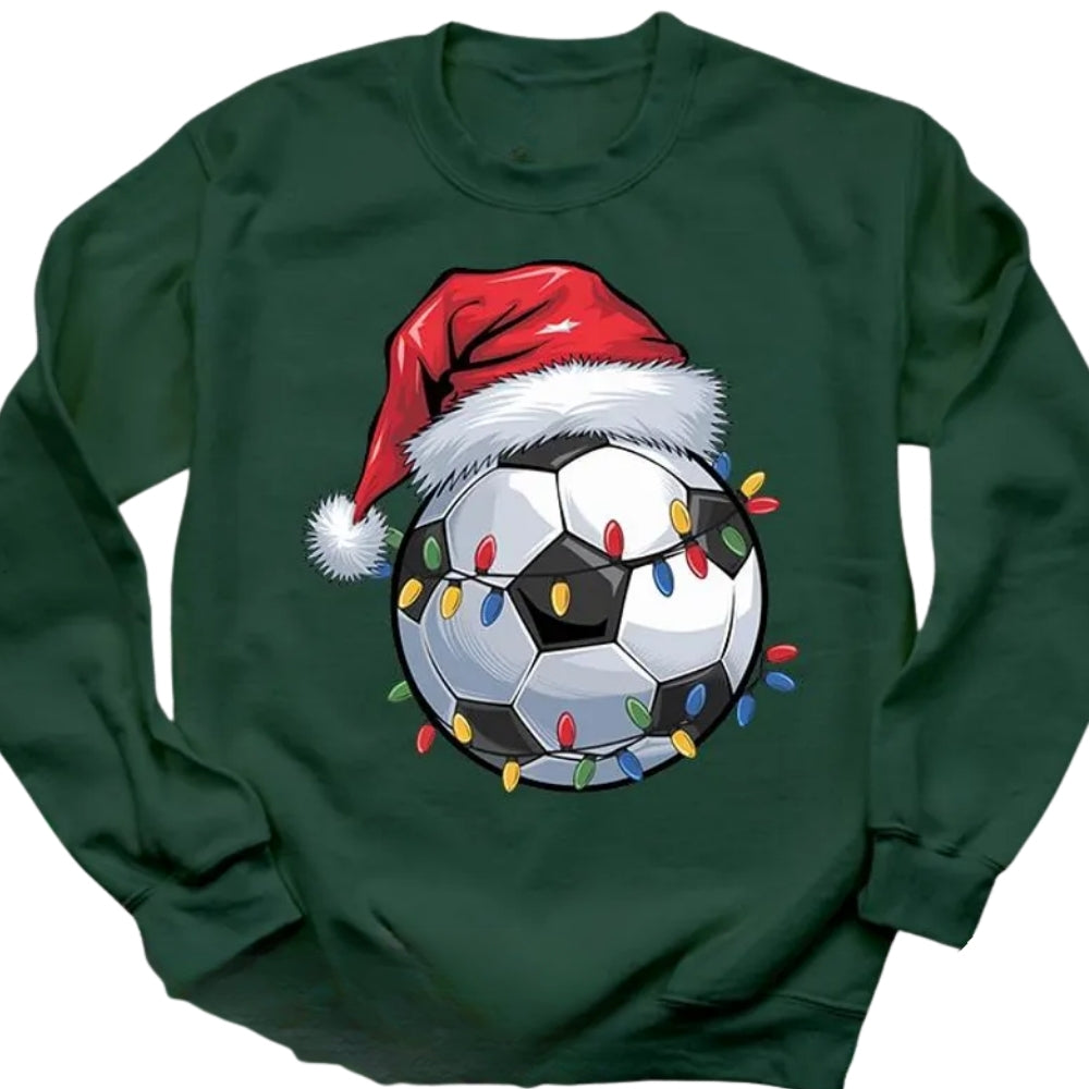 Santa Football Soccer Lights Xmas Sweatshirt, Soccer Xmas Sweatshirt 2D0611