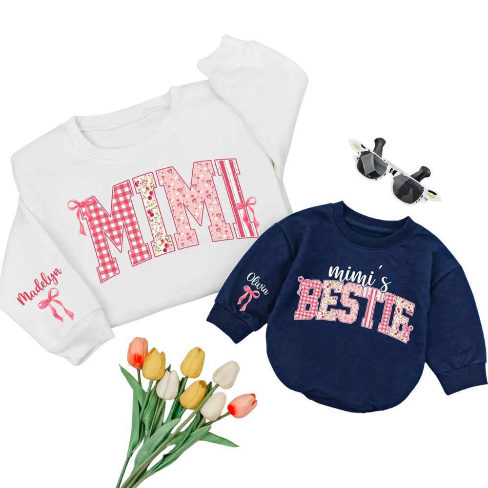Mini And Mini's Bestie Custom Name Sweatshirt Matching, Custom Grandma And Granddaughter Sweatshirt ET1627