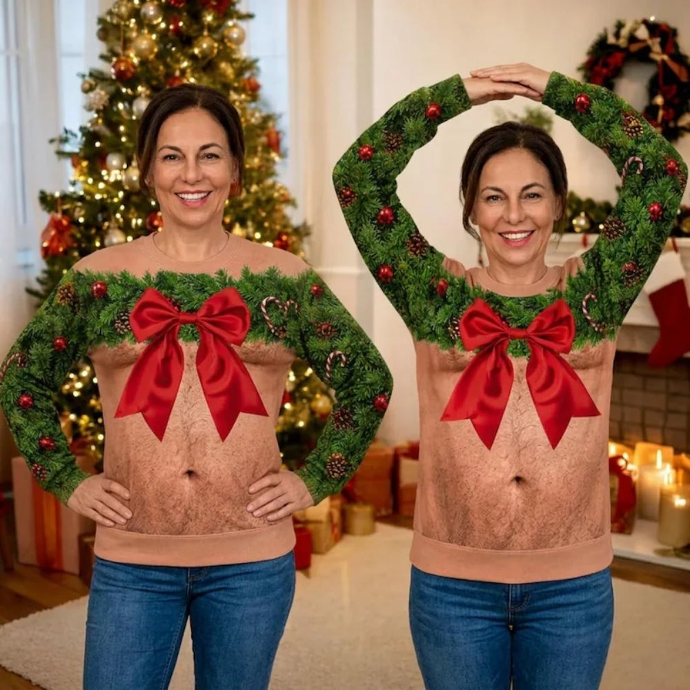 Christmas Bow Ugly 3D Sweatshirt For Men Women, Christmas Funny Sweatshirt 2D1110