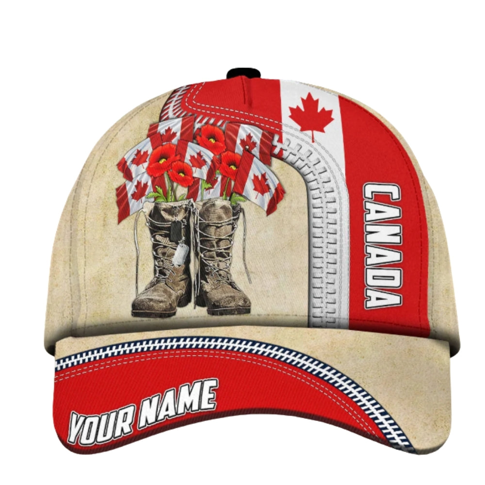 Custom Canada Memorial Day 3D Printed Cap, Custom Canada Veteran Cap Hat CP0448