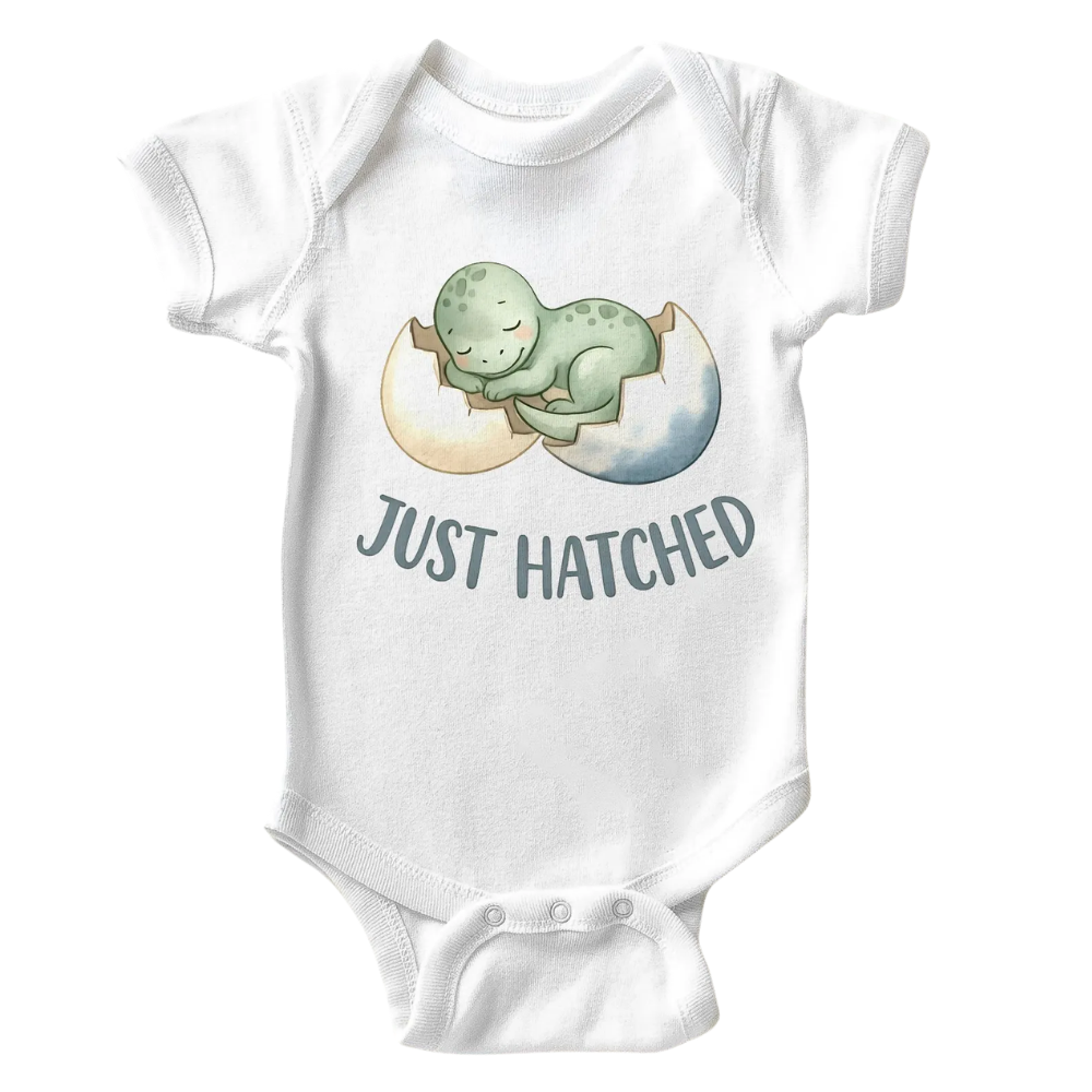 Just Hatched Baby Bodysuit, Cute Dinosaur Baby Bodysuit BB0140
