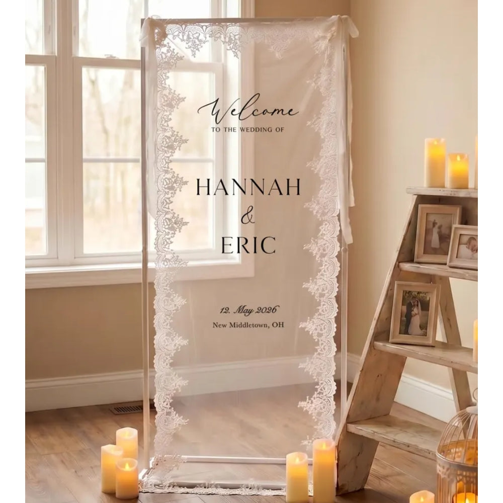 Personalized Lace Welcome Minimaliest Wedding Sign, Custom Lace Welcome Banners WD0235