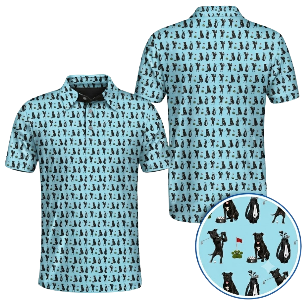 Pit Bull Golfing Men's Golf Polo Shirt, Pit Bull Lover Golf Shirt GZ0380