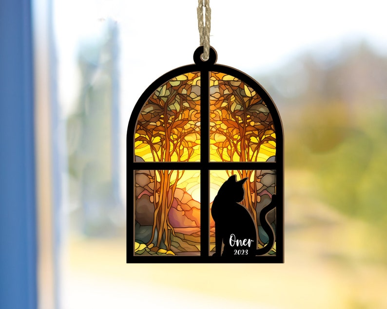 Loss of Pet Sympathy Gift, Pet Memorial Suncatcher, Cat Memorial Suncatcher, Memorial Gift Loss Of Cat OA0184