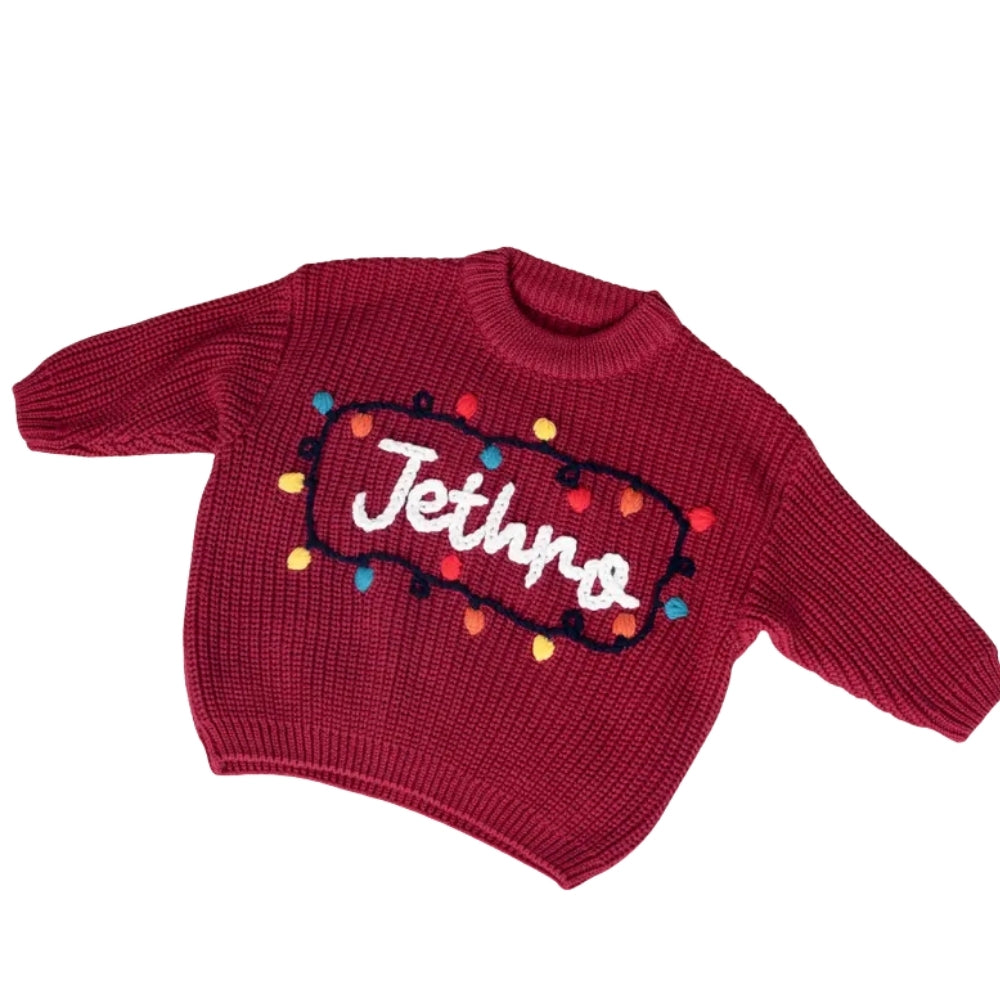 Personalized First Christmas Baby Embroidered Knit Sweater, Custom Christmas Baby Sweatshirt BB0790