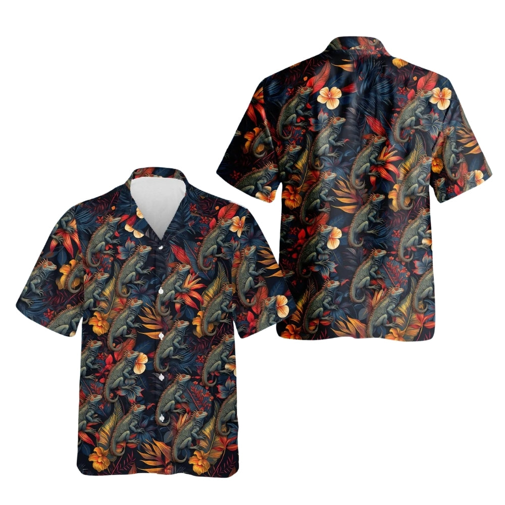 Iguanas Tropical Hawaiian Shirt For Men, Iguanas Hawaiian Shirts HE0093