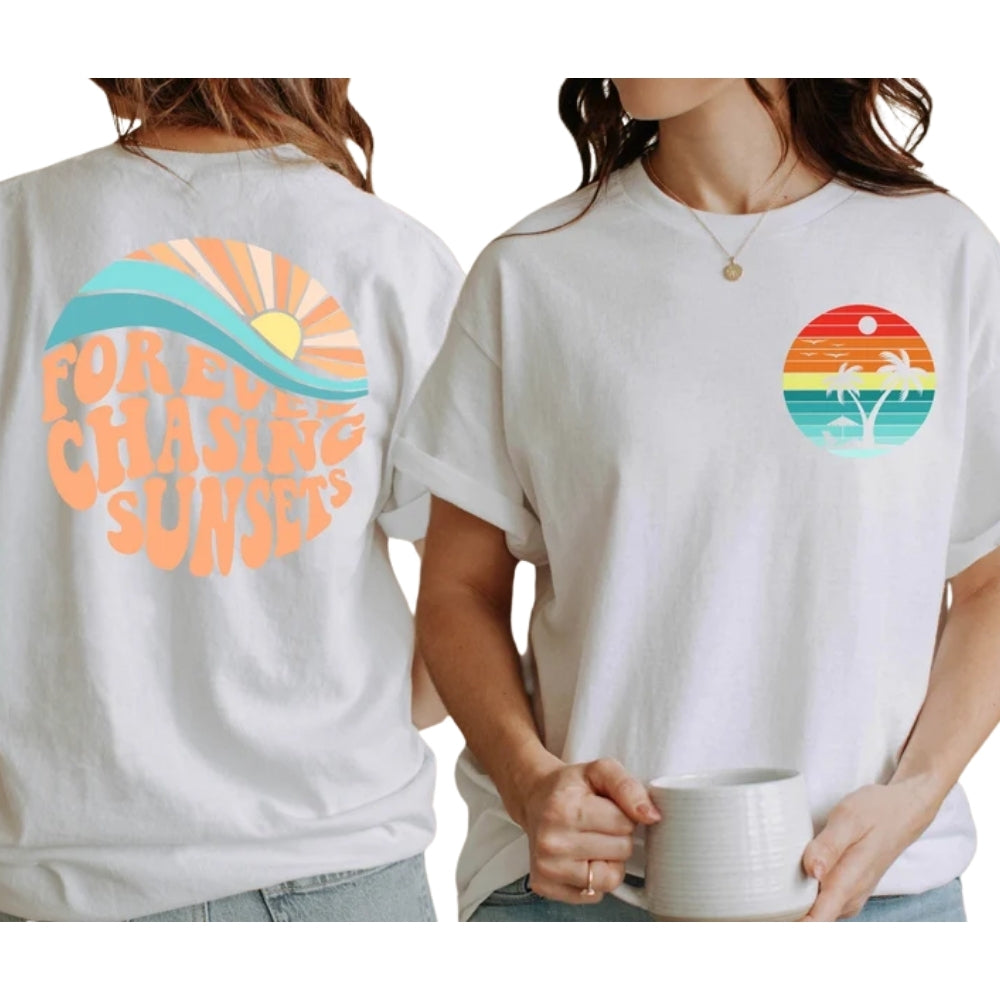 Forever Chasing Sunset Retro Matching Vacation Family T Shirt, Matching Family Trip Shirts ET1137