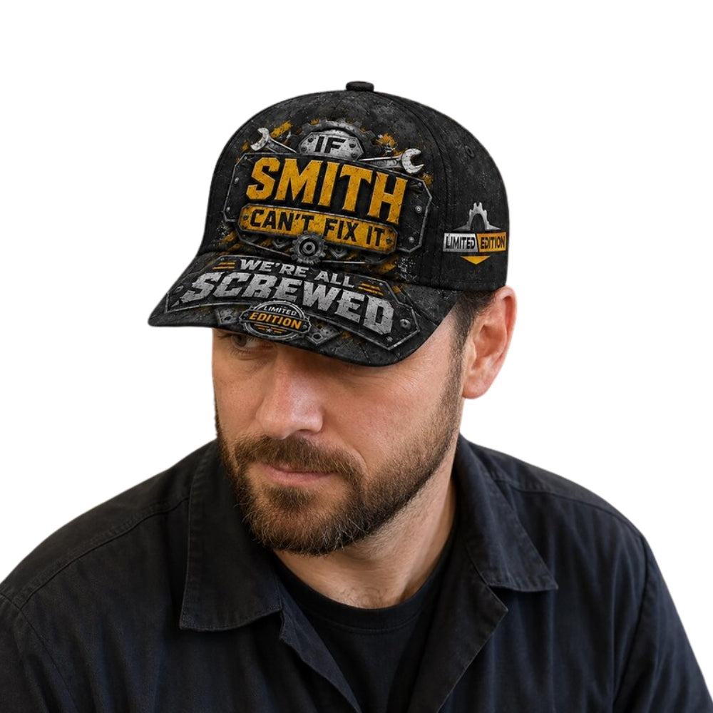 If Your Name Can't Fix It We're Screwed Custom Mechanic Baseball Cap, Personalized Funny Mechanic 3D Printed Cap CP0507