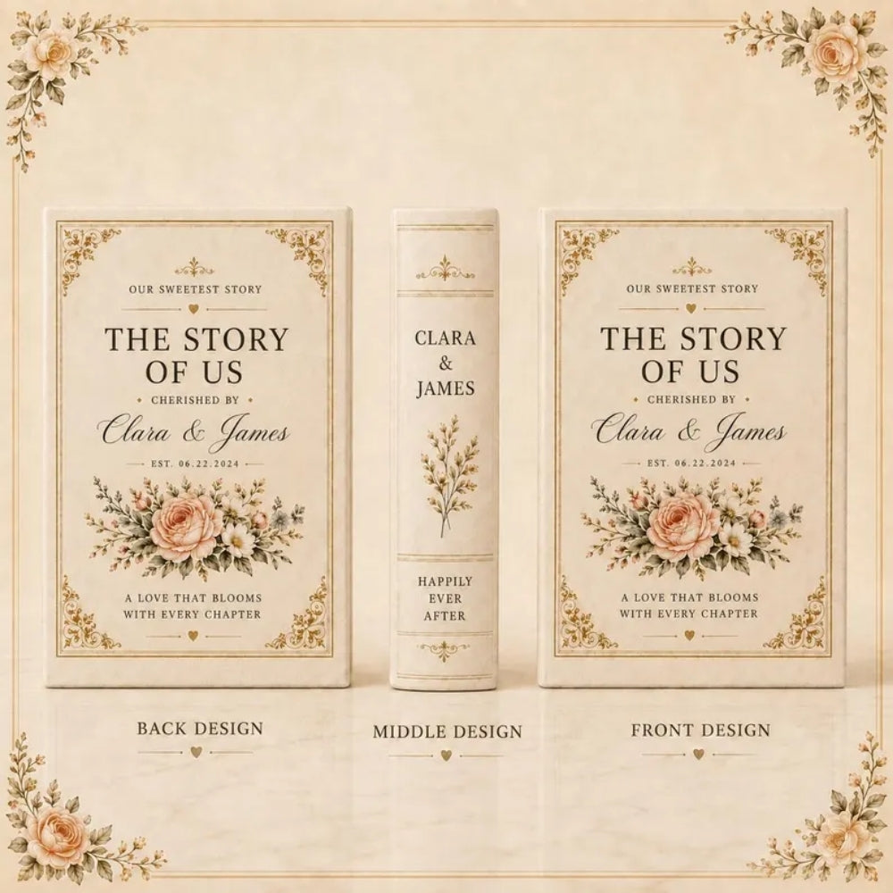 The Story Of Us Custom Ceramic Book Vase, Personalized Wedding Flower Book Vase WD0977