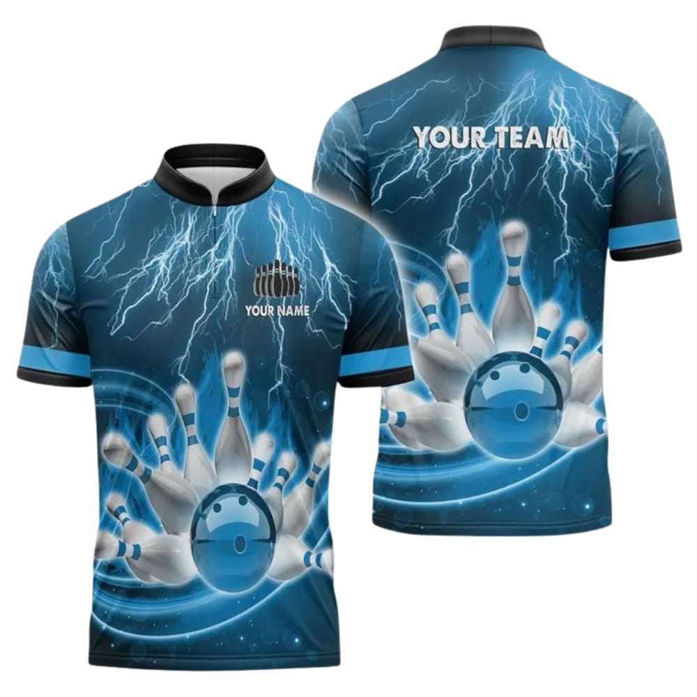 Custom Blue Thunder Bowling Men's Jersey, Custom Thunder Bowling Shirts For Team BE0140