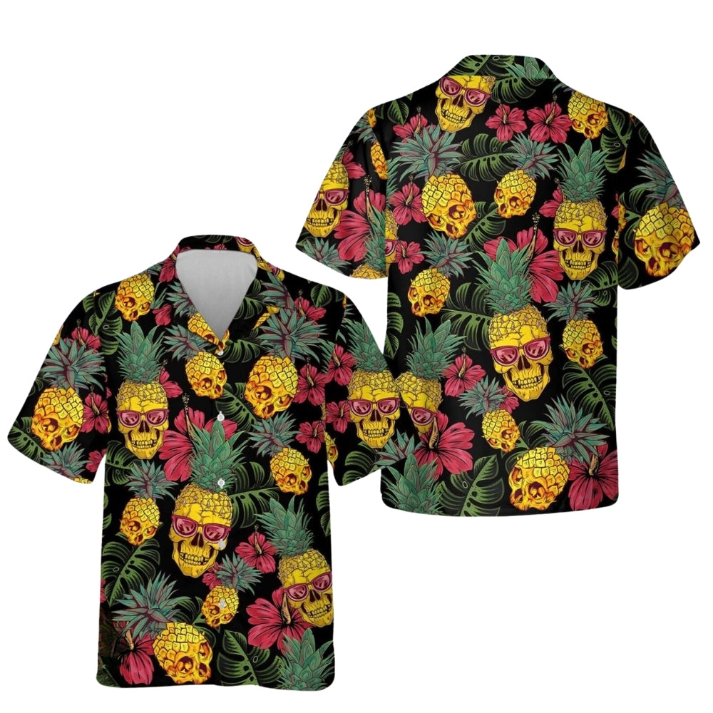 Pineapple Skull Tropical Hawaiian Shirts Men And Women, Skull Pineapple Hawaiian Shirts HE0065