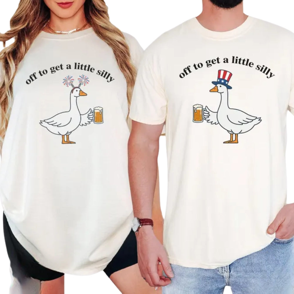 Off To Get A Little Silly Goose Couple Matching Shirt For 4th Of July, Funny Goose His And Her Matching Shirt For Independence Day ET0910