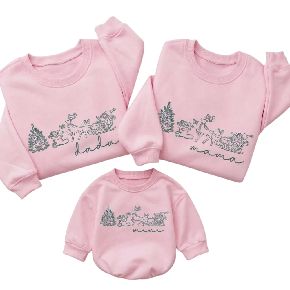 Custom Reindeer Christmas Family Matching Sweatshirt, Custom Retro Xmas Family Sweater ET1701