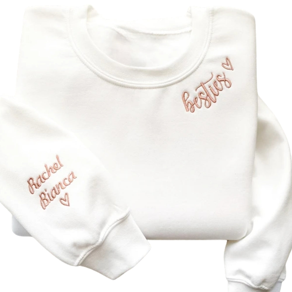 Custom Besties Embroidered Sweatshirt, Custom Matching BFF Sweatshirts 2D0274
