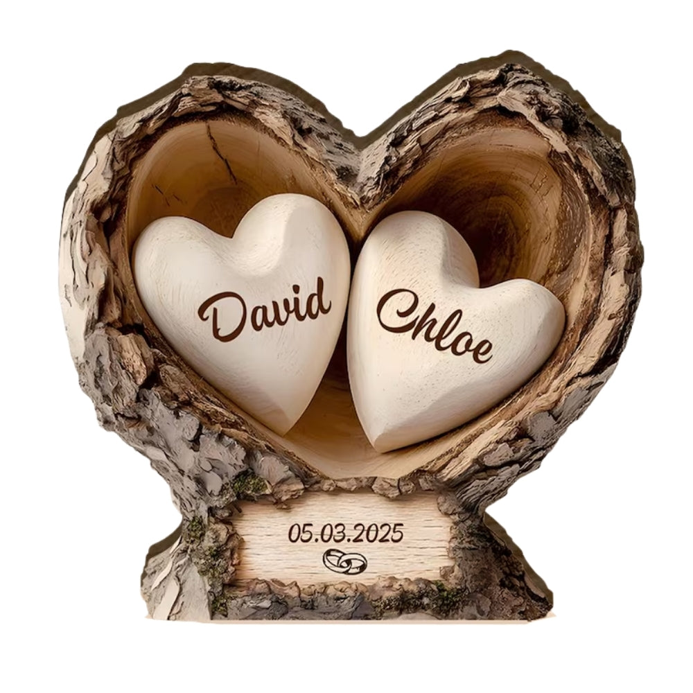 Custom Couple Name And Date Layer Wooden Plaque, Custom Wedding Couple Wooden Block WD0876