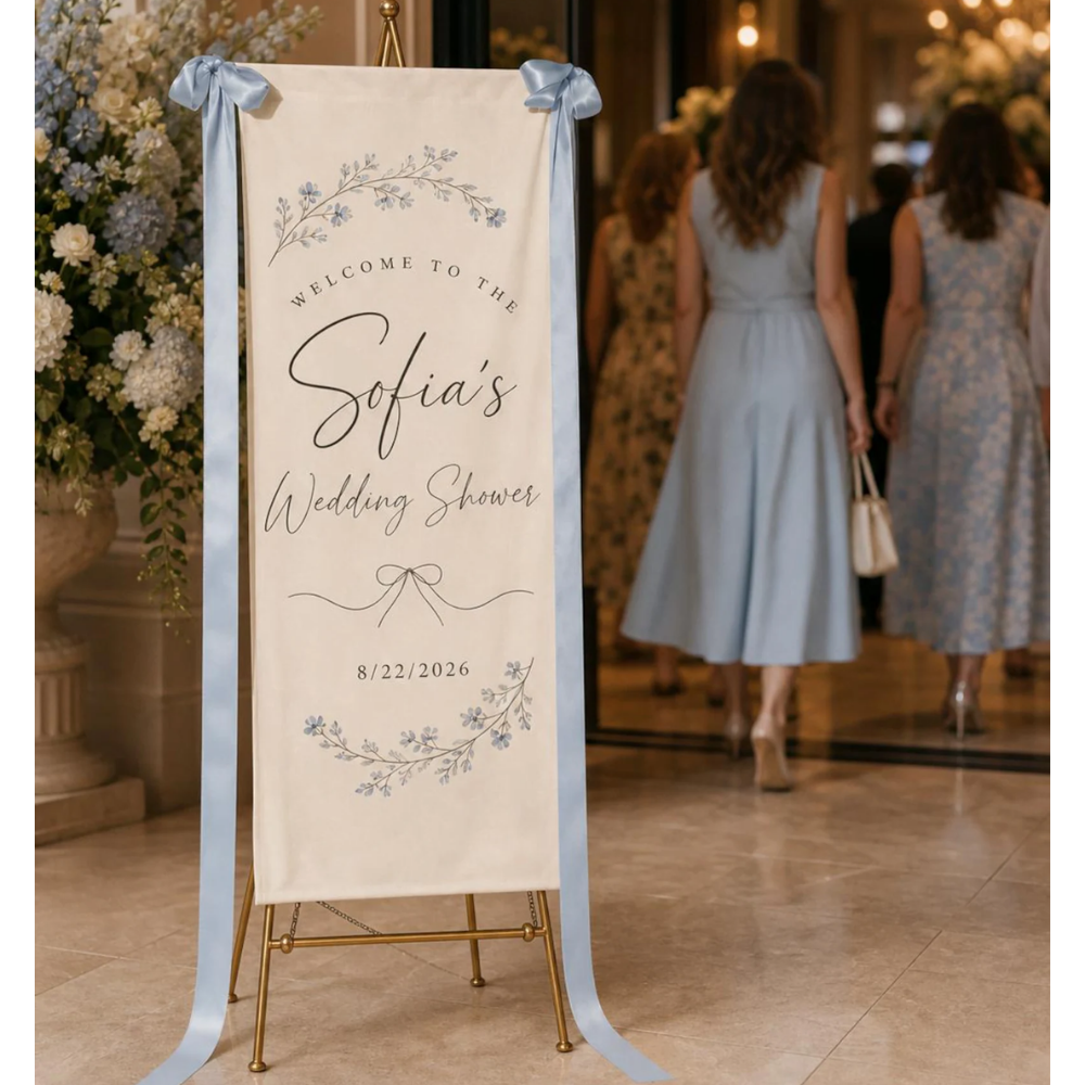 Custom Welcome To The Wedding Shower Fabric Sign, Custom Bridal Shower Welcome Banner WD0459