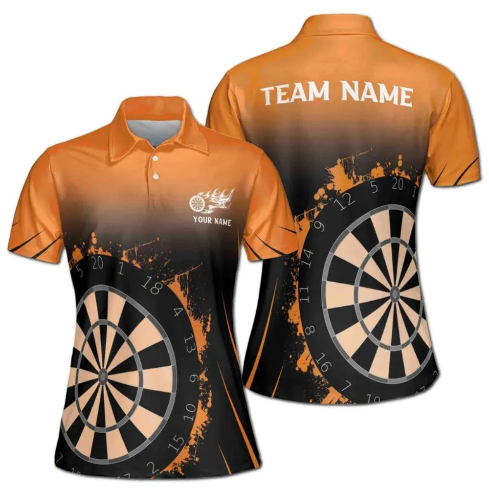 Custom Black Pink Darts Team Polo Shirts For Women, Custom Darts Shirts For Ladies DE0059