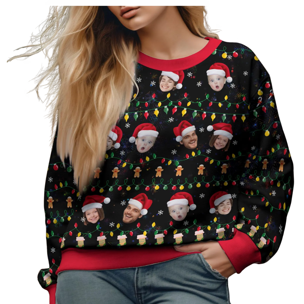 Custom Funny Faces Ugly Christmas 3D Sweatshirt, Personalized Funny Photo Christmas Sweater 2D1171