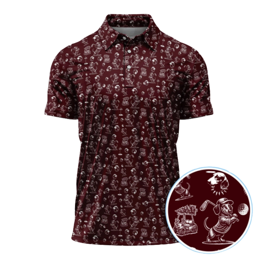 Black And White Wiener Dachshund Golf Polo Shirt Mens, Dachshund Lover Golf Shirts GZ0204