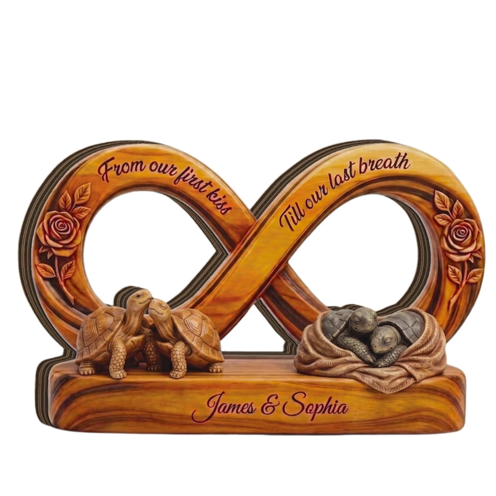 Custom Turtle Couple Layer Wooden Plaque, Personalized Turtle Wedding Keepsake Wooden Block WD0877