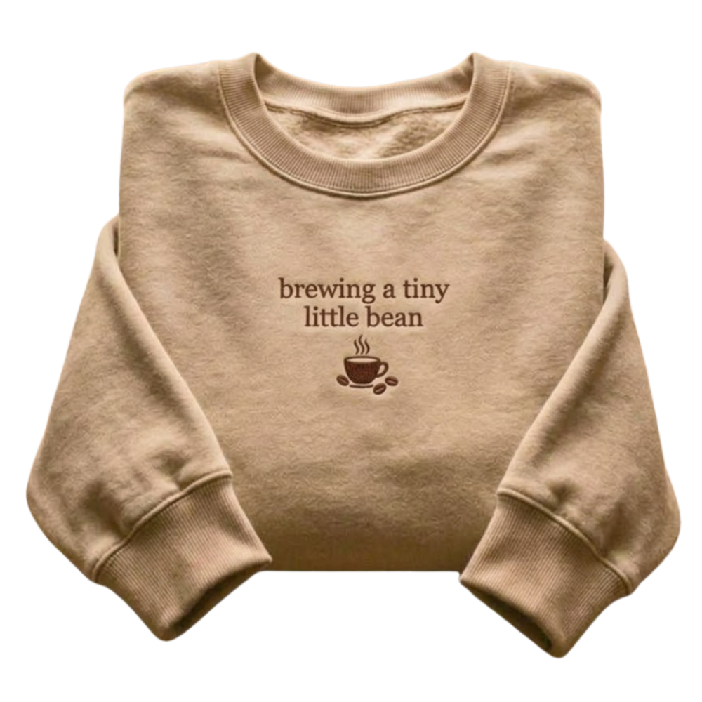 Brewing A Tiny Little Bean Sweatshirt, Pregnancy Announcement Sweatshirt Coffee Lover 2D1127