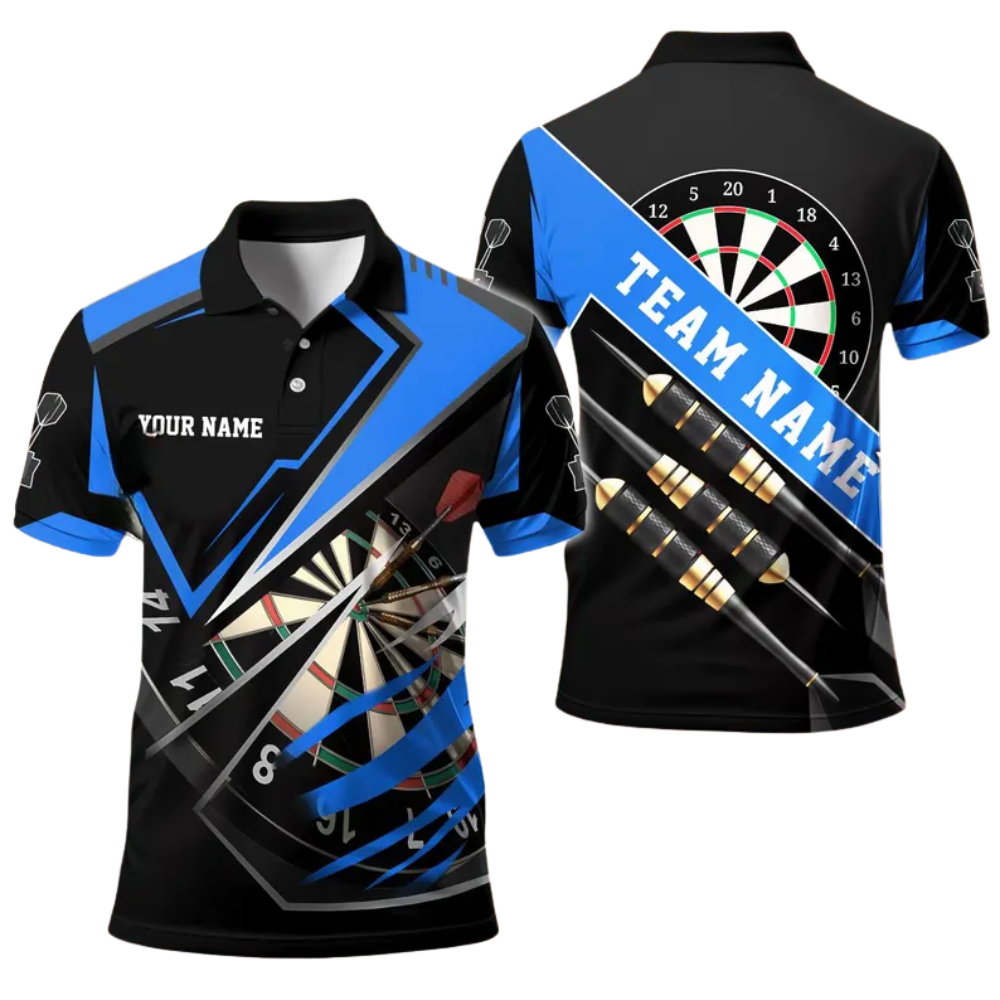 Custom Team Black And Red Darts Polo Shirt For Mens, Custom Darts Team Shirts DE0029