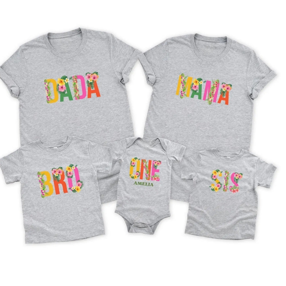 Custom Floral Matching 1st Birthday Family T Shirts, Custom Floral First Birthday Shirts For Family ET0283