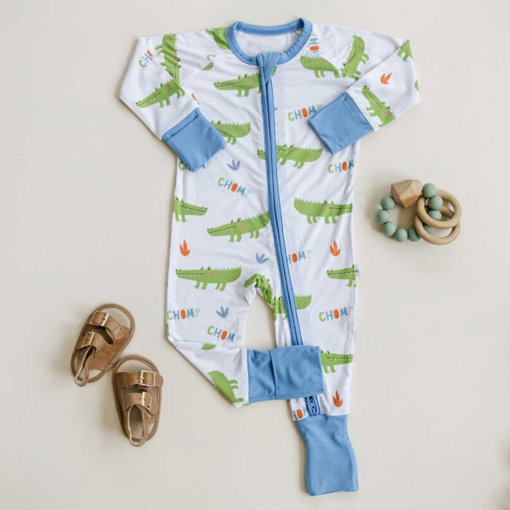 Alligator Baby Convertible Zipper Romper, Alligator Convertible Romper For Baby BB0329
