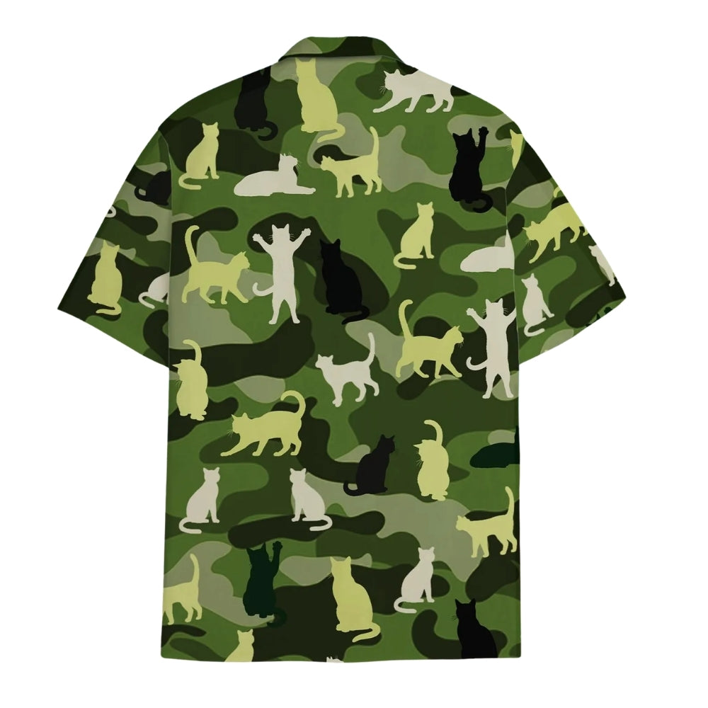 Camouflage Cat Hawaiian Shirt For Mens Womens, Cat Camo Hawaiian Shirts HE0087