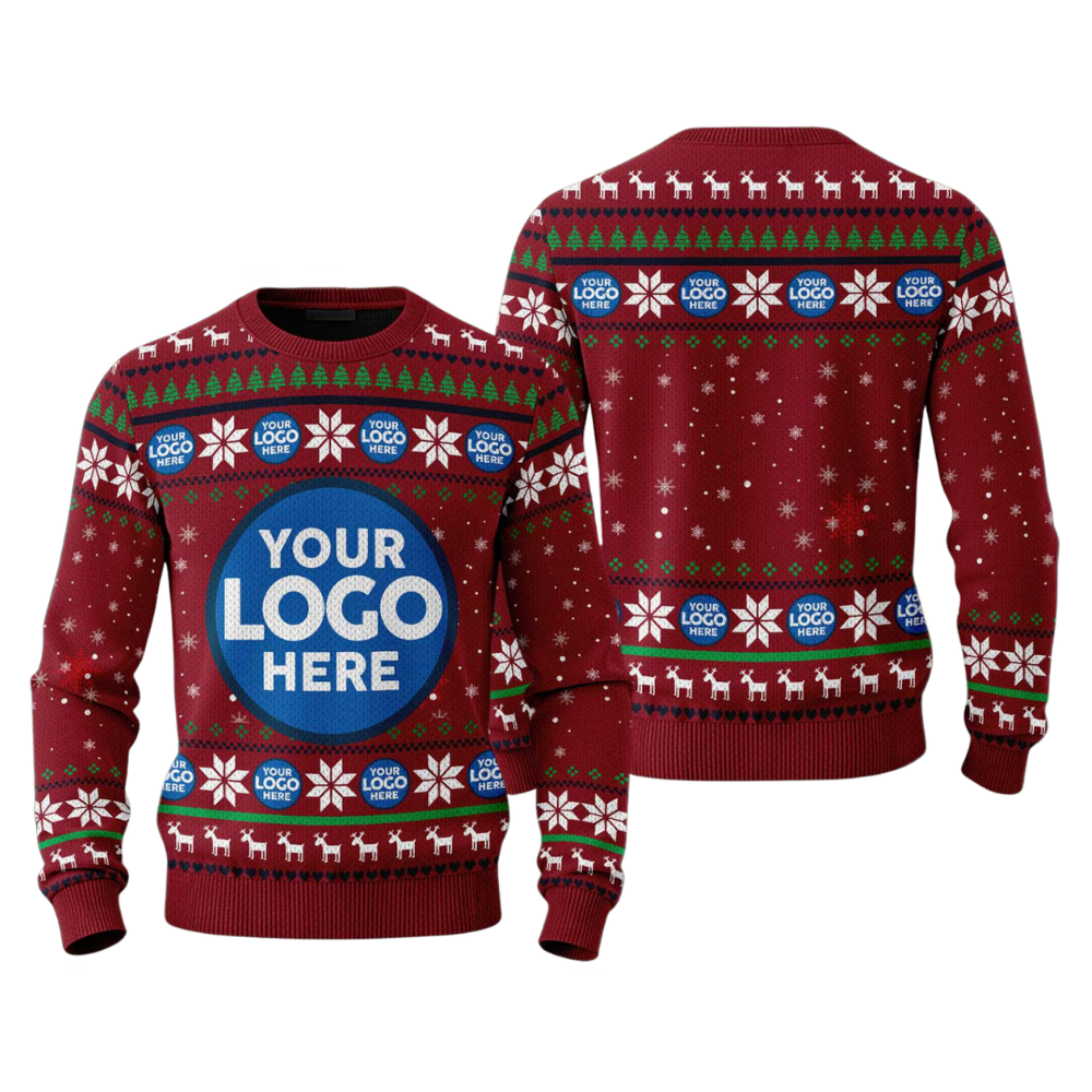 Custom Logo Ugly Christmas Sweatshirt For Team Company, Personalized Logo Christmas Ugly Sweater 2D1139