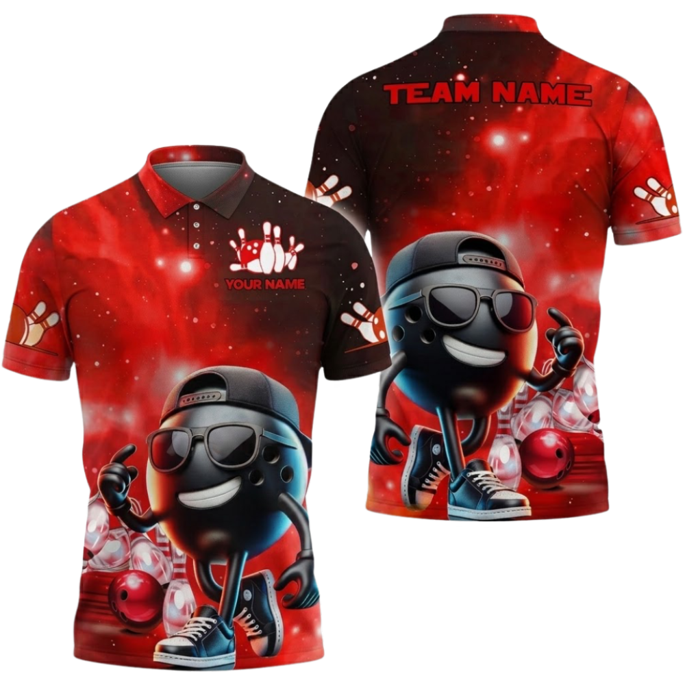 Custom Team Mens Funny Ball Bowling Polo Shirts, Custom Bowling Shirts BZ0589